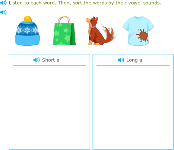 IXL - Sort short and long vowel words (Primary 1 English language practice)