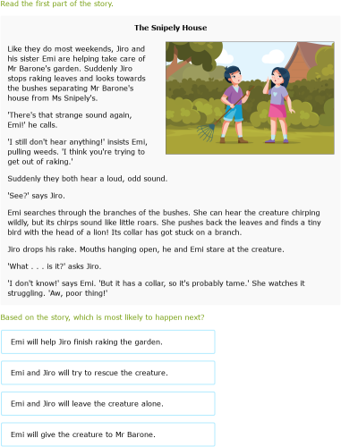 IXL - Read fantasy with illustrations (Primary 4 English language practice)