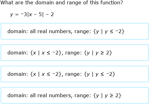 IXL - Domain and range of absolute value functions: equations ...