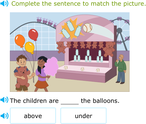 IXL - Choose the best location word to match the picture (Kindergarten ...