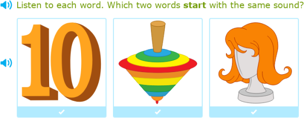 IXL - Which two words start with the same sound? (Kindergarten 1 ...