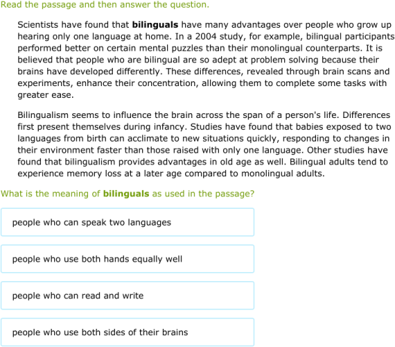 IXL - Use context to identify the meaning of a word (Secondary 2 ...