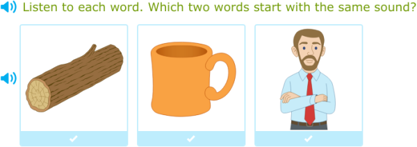 IXL - Which two words start with the same sound? (Kindergarten 2