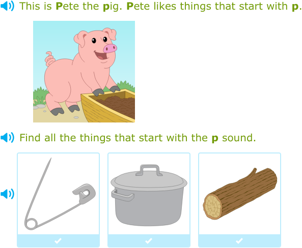 IXL - Find all the words that start with a given sound (Kindergarten 1