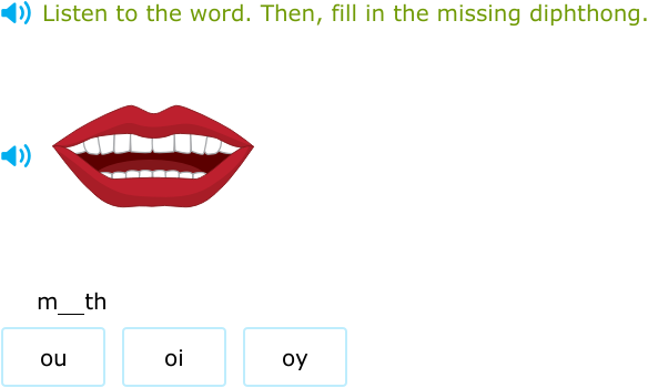 IXL - Complete the word with the right diphthong: oi, oy, ou, ow