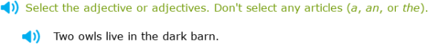 IXL - Identify adjectives (Primary 2 English language practice)